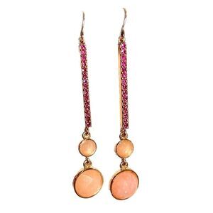 Gold & Pink Rhinestone Drop Earrings